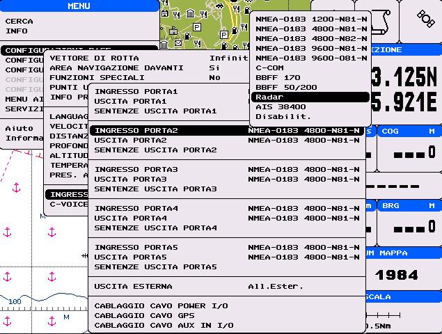 Le Sentenze di uscita vengono automodificate in funzione del dispositivo configurato, oppure vanno configurate manualmente per particolari dispositivi NMEA (riferirsi al manuale di istruzione di