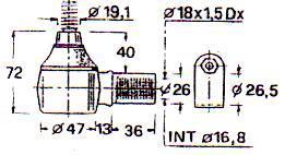 MASSEY FERGUSON Testine Albero sterzo PTO Tie PTO Rod Shaft End Descrizione Description 168 188/DT 595, 1080 1105m 1115 1135 Intercamb. Landini Snodo femmina idroguida C.