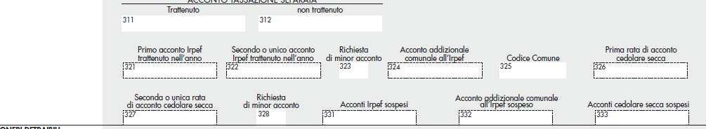 INDICARE NELLE ANNOTAZIONI (COD. BT) GLI IMPORTI NON VERSATI.