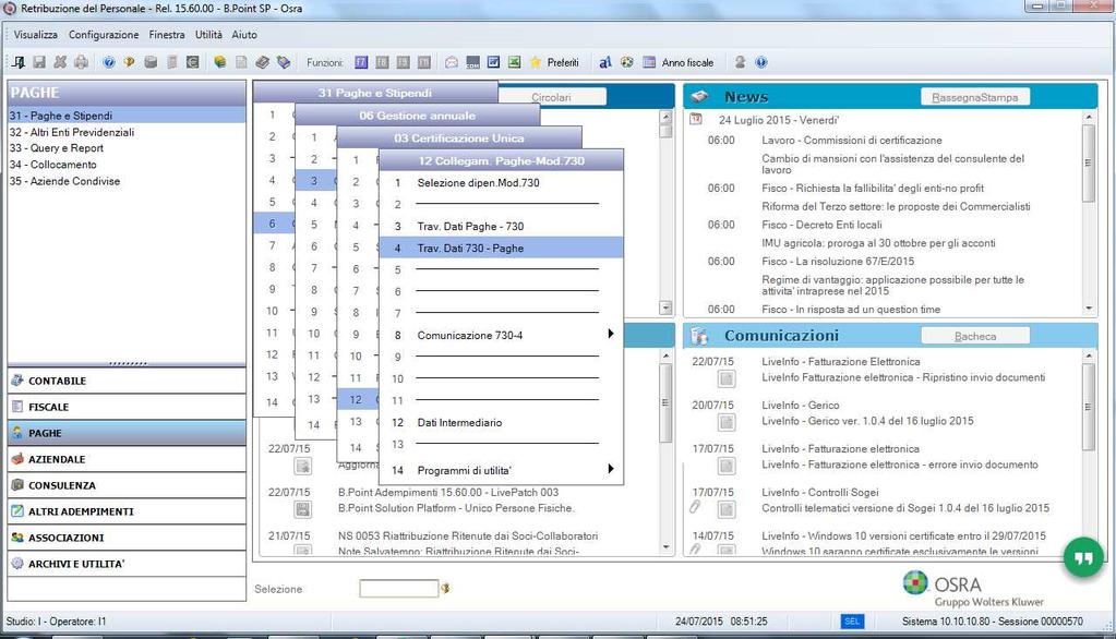 Importazione file telematico Le procedure descritte di seguito sono da utilizzare solamente al momento della ricezione dei dati relativi ai Mod.730-4.