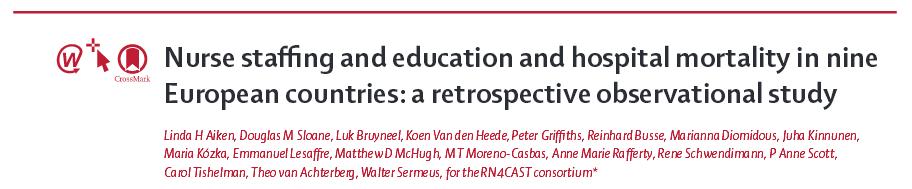 Studio RN4CAST, RN4CAST pubblicato nel 2014 su Lancet, oltre 400.