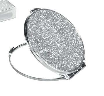 glitter / shiny metal purse mirror with glitter - diam.