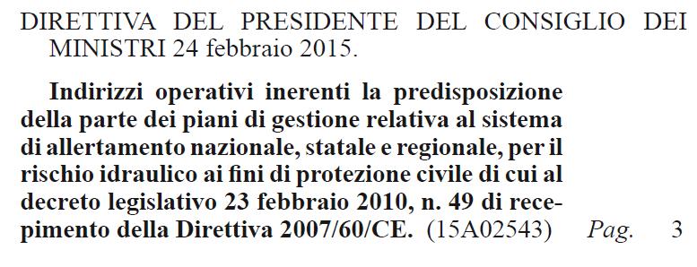 indirizzi operativi. Direttiva P.C.M.