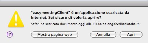 Cominciare ad usare il programma Clicca due volte sull icona easymeetingclient presente nella cartella Applicazioni.