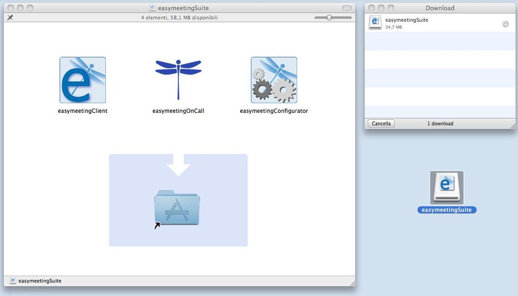 contenuti i 3 programmi: easymeetingclient, easymeetingoncall e