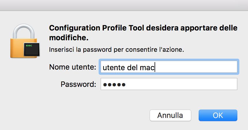 la password personale del mac e