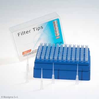 PUNTALI con FILTRO Puntali con filtro sterili in rack con coperchio calzante La soluzione per la manipolazione dei liquidi.