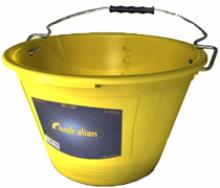 secchi per muratore "australian" colore giallo in materiale plastico super resistente con manico antinfortunistico d.mm.