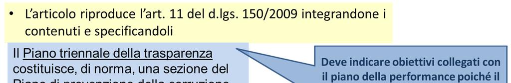 Programma triennale per la trasparenza e l'integrità Art. 10 d.lgs. 33/2013 c.
