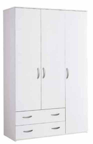 ARMADIO 3 ANTE + 2 CASSETTI IN LEGNO BIANCO EAN: 8052789598263 Cod.