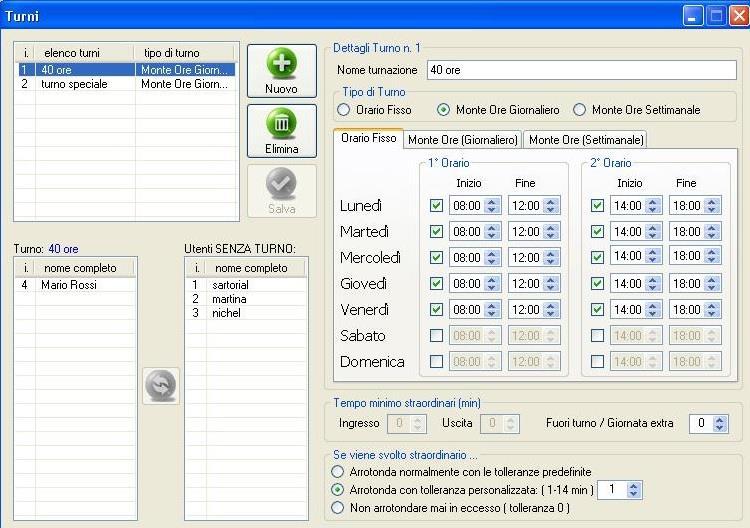 24 ESEMPIO DI TURNO CON 40 ORE