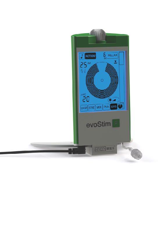 evostim P Elettrostimolazione, Biofeedback (Pressione), Stimolazione evocata (pressure-triggered) Grande LCD con touch-screen 6 pulsanti di selezione rapida Programmi pre-set editabili Feedback