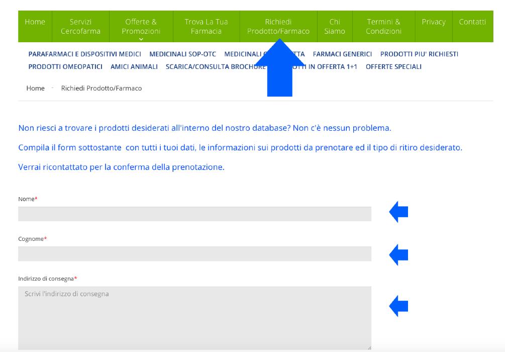 Questo ti permette di richiedere un prodotto senza selezionarlo dal database del sito e senza seguire l iter di ordinazione classico (visto sopra), ma compilando una serie di campi con la richiesta