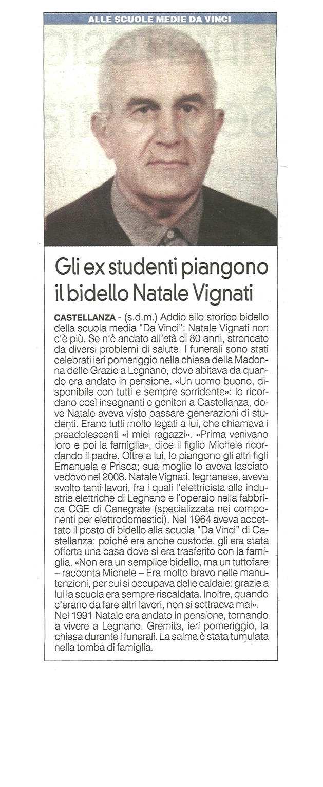Alle scuole medie Da Vinci GLI EX STUDENTI PIANGONO IL BIDELLO NATALE VIGNATI pubblicato