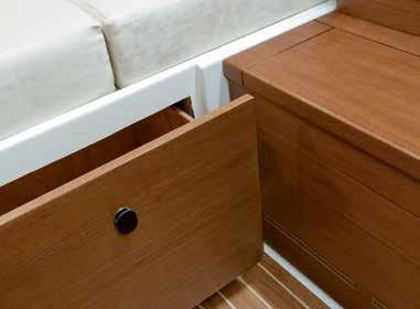The stern cabin is furnished with a big double bed,