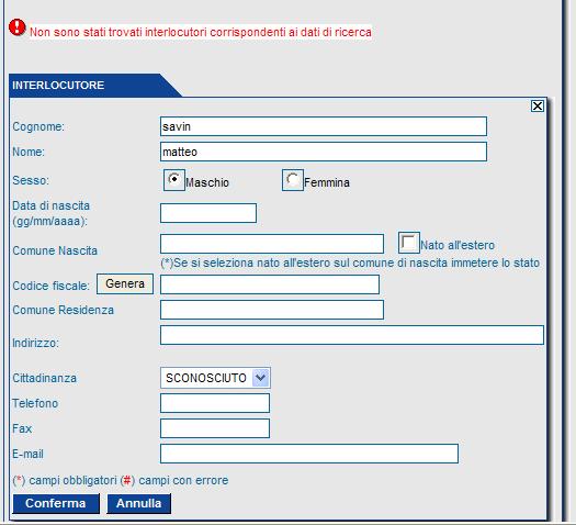 possibile visualizzare i suoi dati anagrafici.