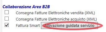 3 Attivazione Guidata di Fattura Smart Per l attivazione di Fattura Smart, proseguire cliccando su Attivazione guidata Servizio.