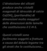 L Idratazione L idratazione dei silicati produce anche cristalli esagonali di