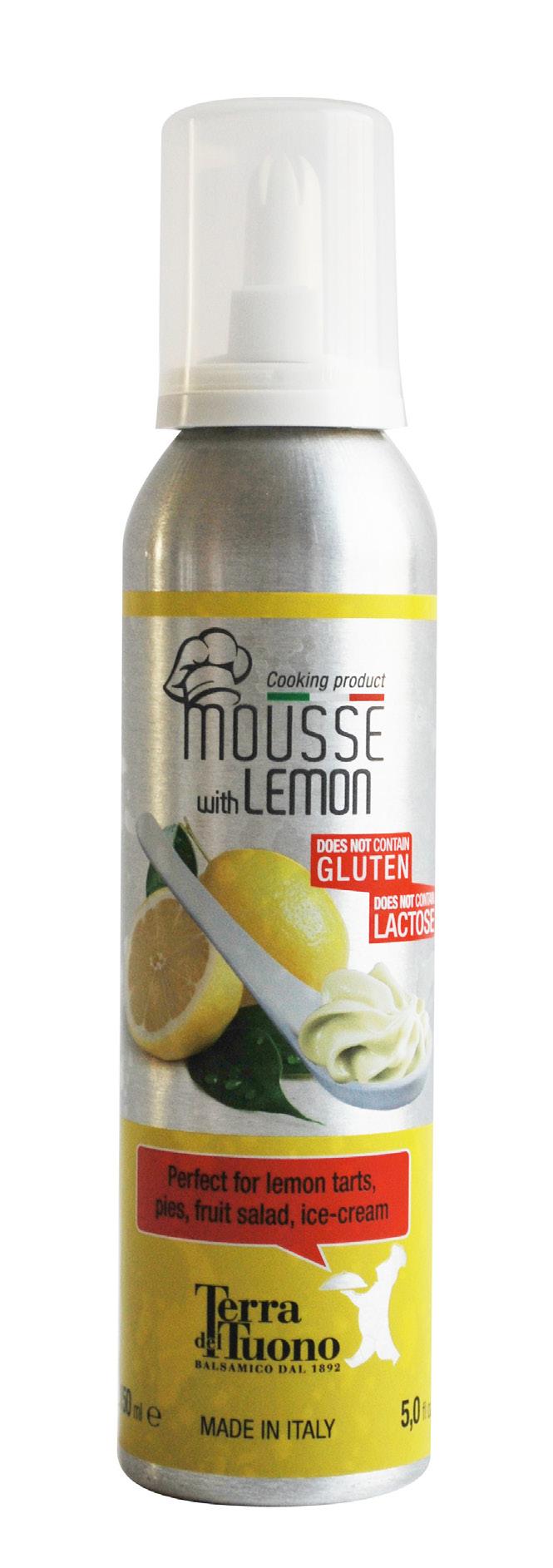 MOUSSE AL LIMONE MOU150LITDT La Mousse al Limone è un prodotto innovativo, un nuovo modo per gustare il Limone, perfetto per sorprendere ospiti e commensali con simpatia, gusto ed eleganza.