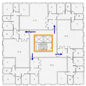 verticali su quelli orizzontali - concentrazione dei servizi verso la parte centrale dell edificio per