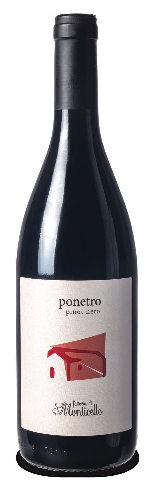 Ponetro Marièl Ponetro / pinot nero Umbria I.G.T. Dopo la fermentazione, un breve passaggio in barriques esalta gli aromi fruttati e conferisce profumi speziati.