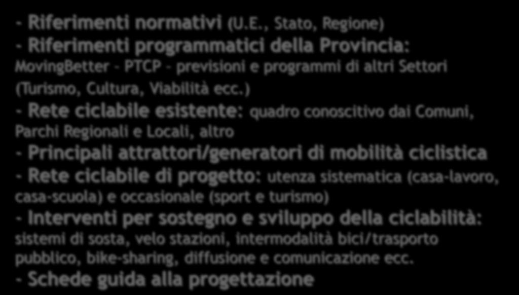 Piano strategico provinciale per la mobilità ciclistica contenuti principali - Riferimenti normativi (U.E.