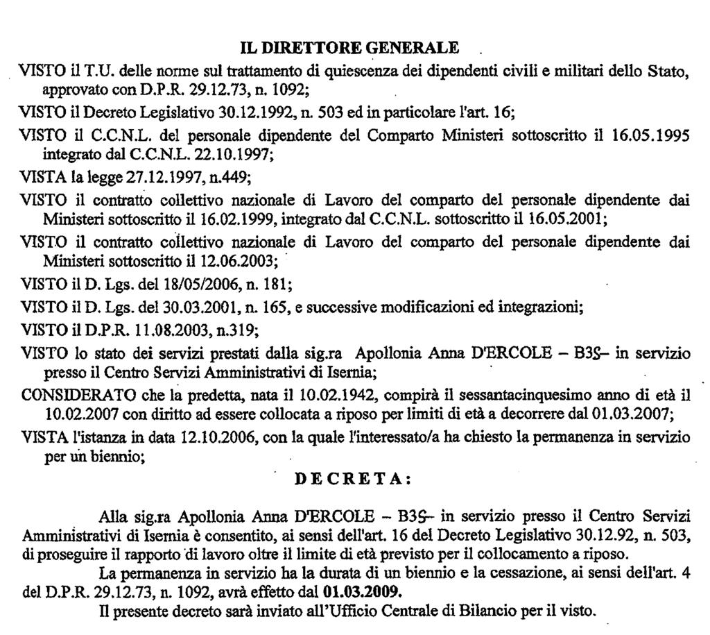 (D.D. 31 gennaio 2007 - Visto e registrato all'ufficio centrale del