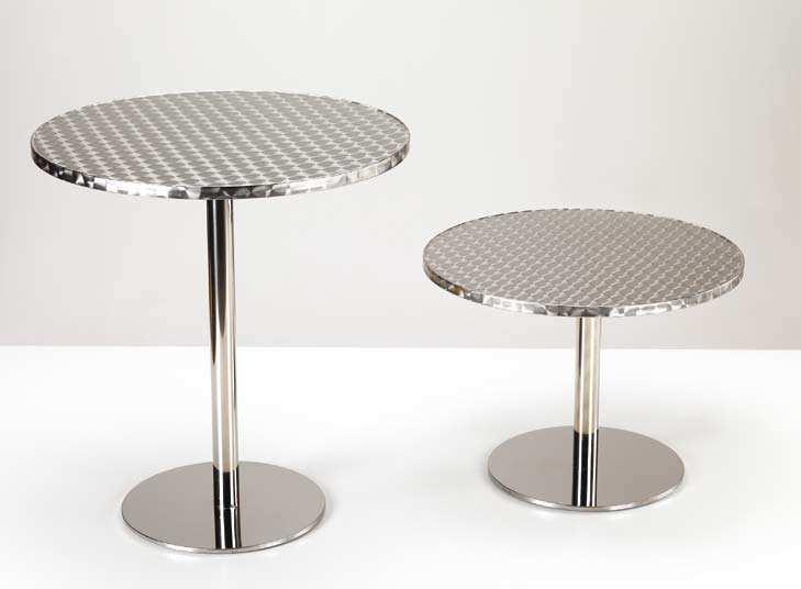 ROUND Telaio tavolo con copribase inox ø400mm, colonna inox ø50mm. Disponibile h.72 e h.44cm.