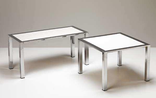 CORNICE-DIVA Tavolo basso con struttura 30x5 mm. Comprensivo di piano laminato polimerico 90x45 cm. Low table with frame 30x5mm.