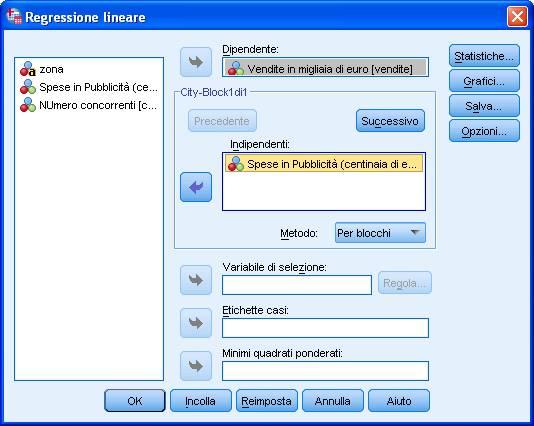 corrisponde alla r di Pearson Ŷ i =-2,474 +1,192X i R 2 = 3436.