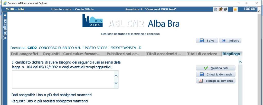 N.B. In tutti i casi in cui sia possibile utilizzare la funzione ALLEGA FILE sarà possibile allegare un unico file di dimensione non superiore a 16 MB e pertanto si consiglia di comprimere gli