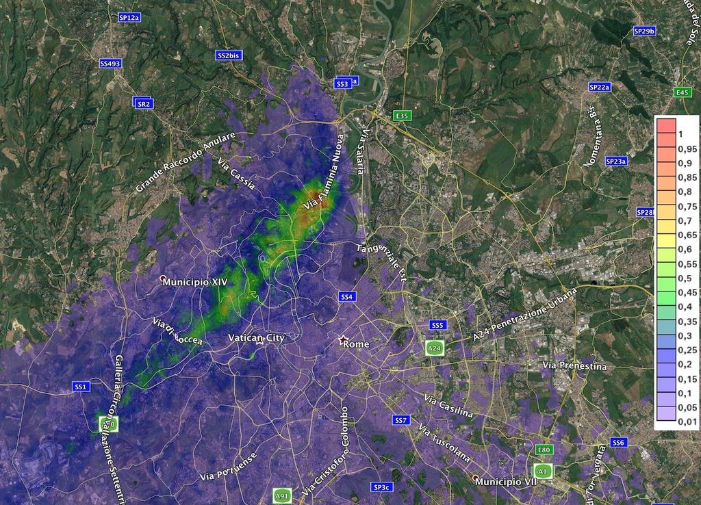 Analizzando la mappa si evidenzia coerenza con l incremento dei valori di PM10 registrati nelle centraline di