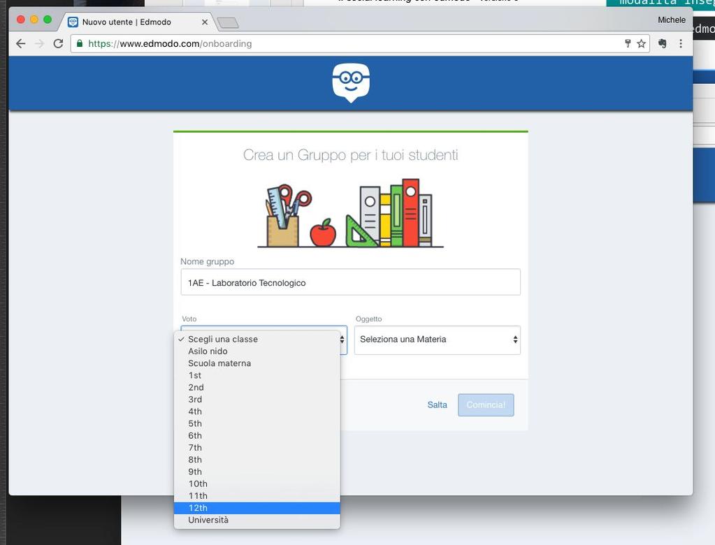 modalità insegnante 3/3 edmodo Il livello di studio fa riferimento a quello degli Stati Uniti.