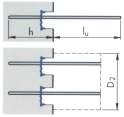 Sagoma barre : HBT Bar Ø / Spazio barra ds/s [mm/cm] lu (3) h (1) y b lu max. (mis.spec.