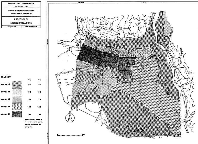 Progettazione Sismica Fig. 2 Proposta di microzonazione del Comune di Tarcento in Friuli dopo il terremoto del 1976.