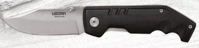VI7116 Coltello pieghevole, lama nera 3CR13 s.s. cm 7, manico in alluminio anodizzato, con clip.