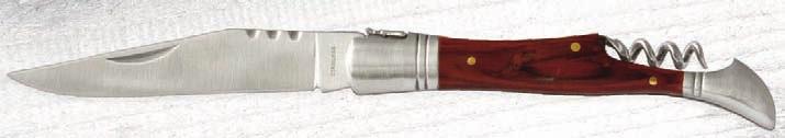 VA2085 Coltello pieghevole lama cm 9, con cavatappi, manico in acciaio, soggetto caccia e pesca.