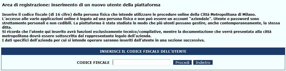 Nella maschera di sotto riportata che si apre, procedere con la registrazione La delega sottoscritta è predisposta per l'invio alla Città metropolitana di Milano via pec all indirizzo: protocollo@pec.