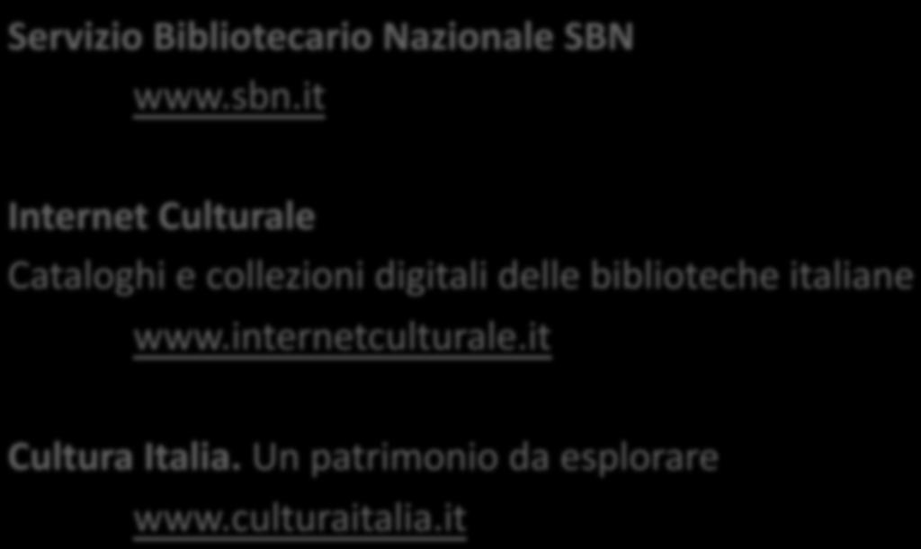 it Internet Culturale Cataloghi e