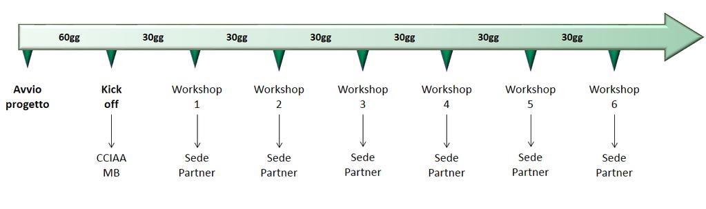 3 LA MECCANICA DEL PROGETTO Il ciclo di workshop, illustrato in Figura 1, avrà inizio con un evento di kick-off, previsto presso la Camera di Commercio di Monza e Brianza e, successivamente, saranno