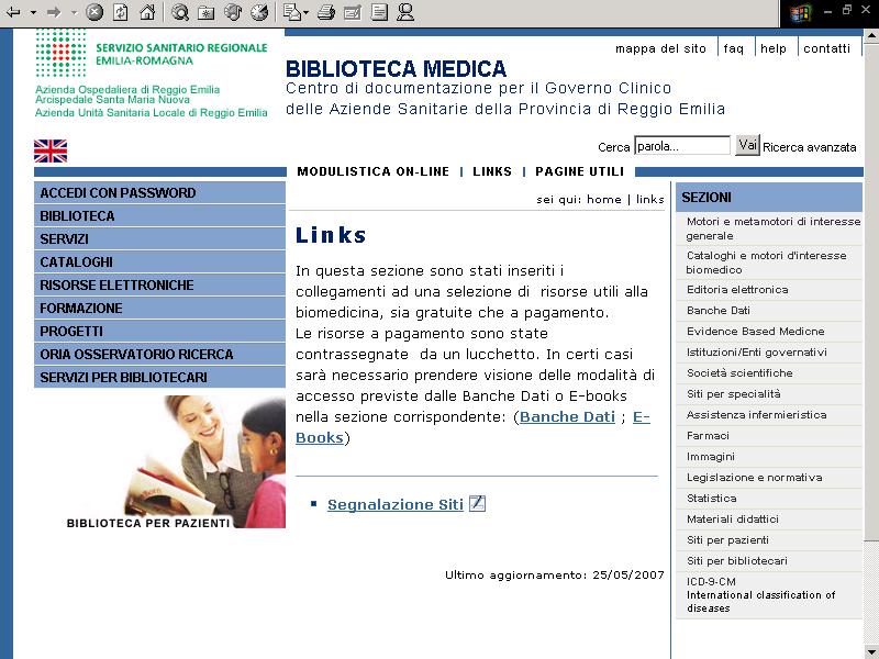 LINKS di interesse biomedico Indice delle categorie di Links.