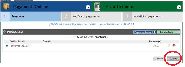 tutti i pagamenti che sono stati aggiunti (è possibile aggiungere