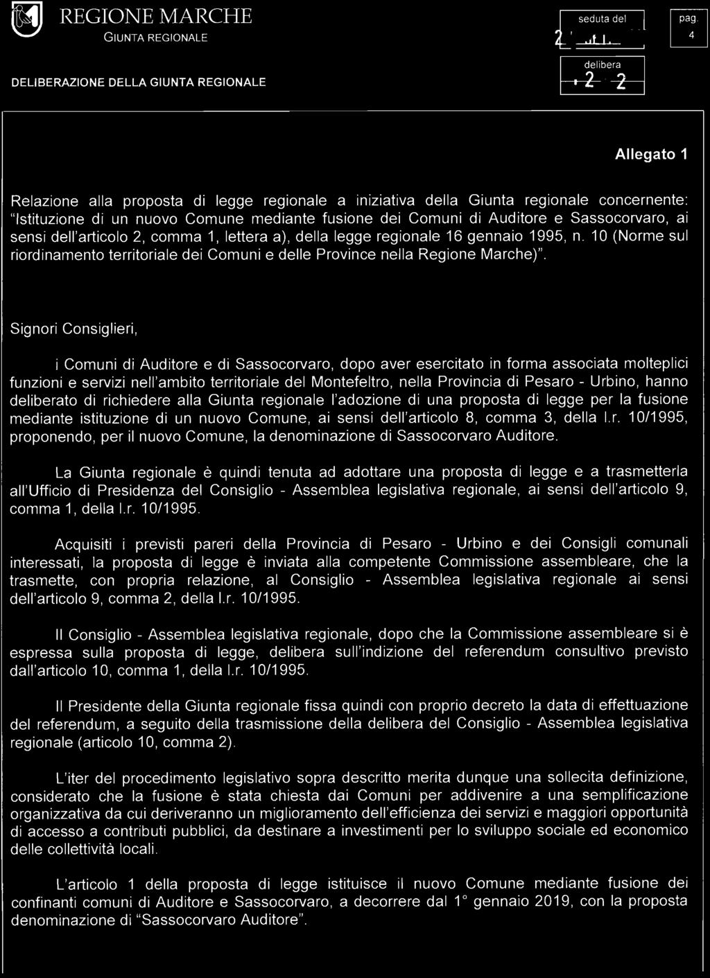 Auditore e Sassocorvaro, ai sensi dell'articolo 2, comma 1, lettera a), della legge regionale 16 gennaio 1995, n.