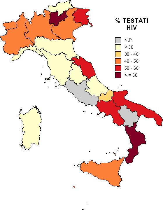 Figura I.3.4: Utenti sottoposti a test sierologico HIV sul totale assistiti, per area geografica. An