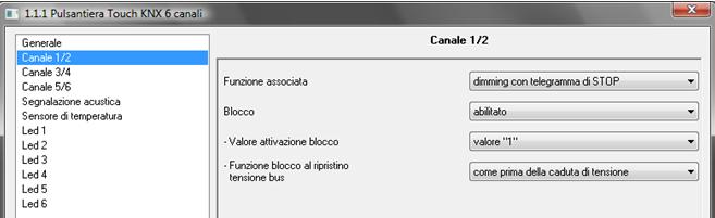 ESEMPIO: con riferimento alla tabelle riportate in precedenza, supponendo che il valore impostato dall utente sia 3, alla rilevazione del tocco prolungato il dispositivo invierà: N Fronte inviato su