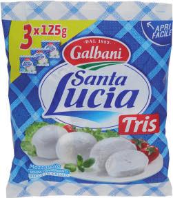 MOZZARELLA TRIS SANTA LUCIA x 3, 375 g 3,32 8,85 al kg