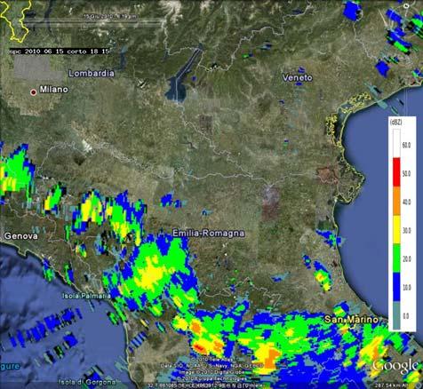 Mappe di riflettività del 15/06/2010 alle 18:15