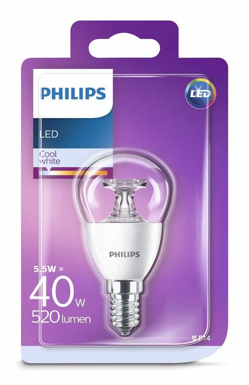 PHILIPS LED Sferica 5,5 W (40 W) E14 Luce bianca fredda Non regolabile La luce piacevole per i tuoi occhi Una luce di scarsa qualità potrebbe causare