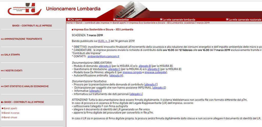 PRIMA DI INIZIARE LA PROCEDURA DI PRESENTAZIONE DELLA DOMANDA SCARICA DAL SITO WWW.UNIONCAMERELOMBARDIA.