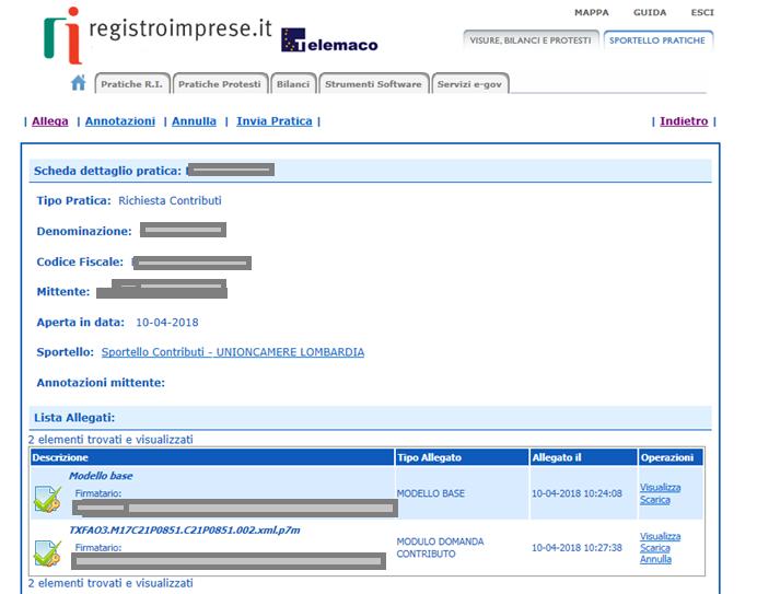 PROCEDERE CON «INVIA PRATICA» RICEVERETE UNA MAIL DI NOTIFICA DELL AVVENUTO INVIO L ESITO «POSITIVO» INDICATO NELLA MAIL NON CORRISPONDE ALL ESITO DELL ISTRUTTORIA FORMALE MA ALL AVVENUTA RICEZIONE